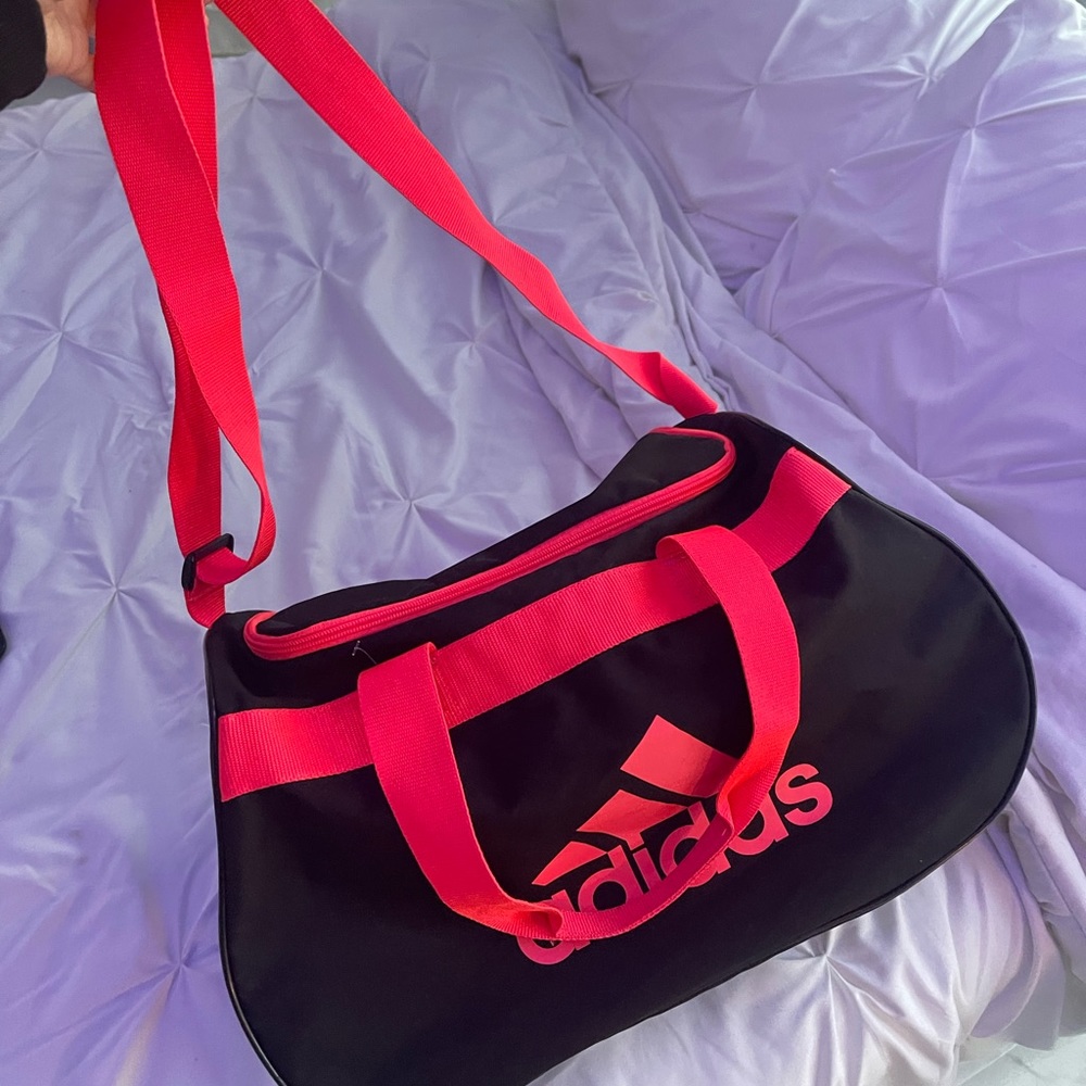 Black and Hot Pink Adidas Duffle Bag
